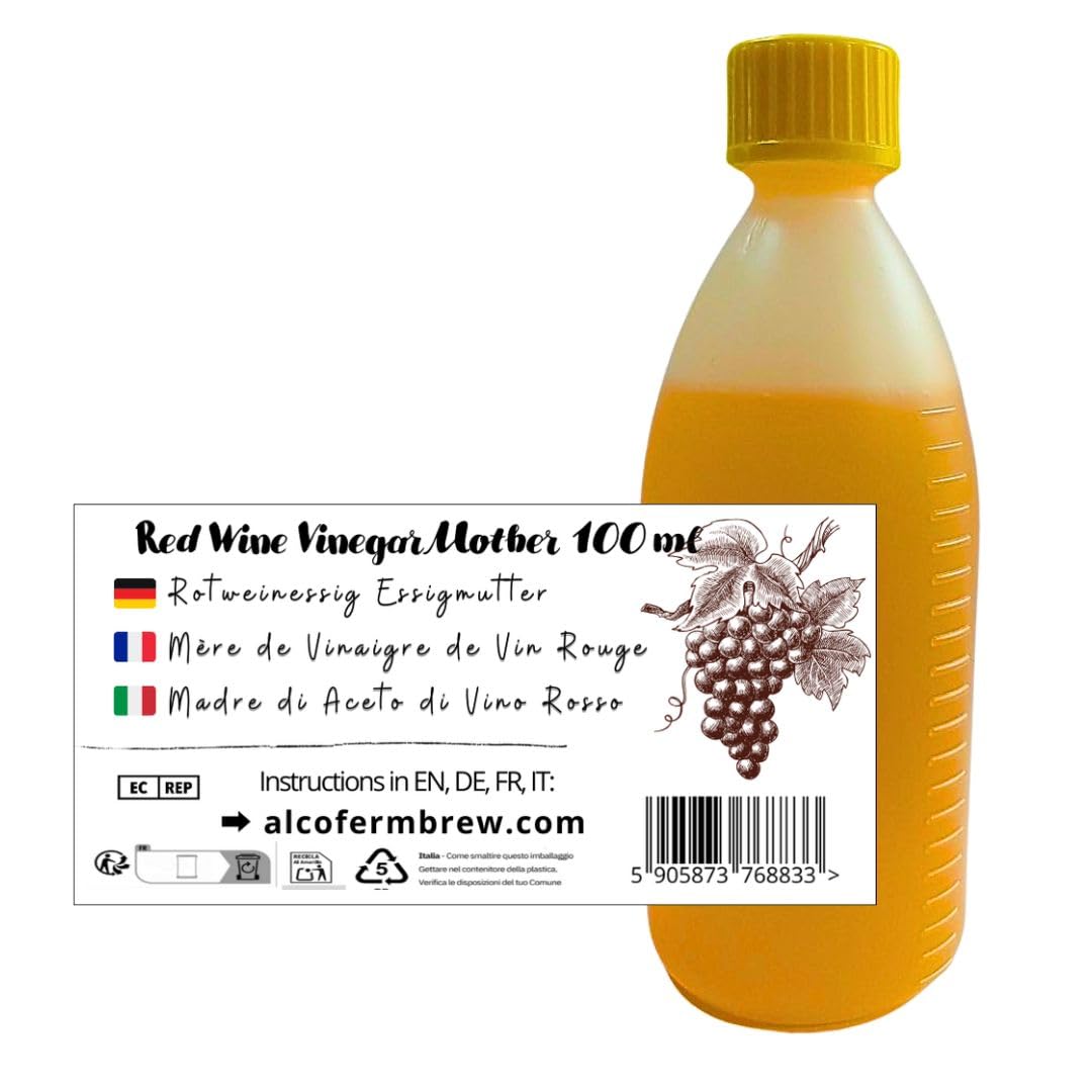 Mère de Vinaigre de Vin Rouge 100 ml - Fermentation Naturelle - Vinaigre Maison - Jusqu’à 50 L