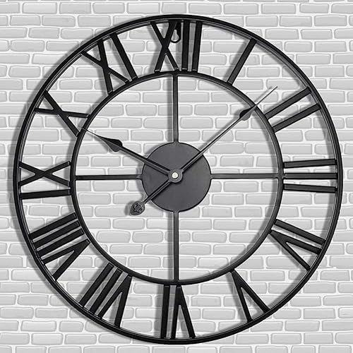 Reloj de pared con números romanos grandes de 24 pulgadas, torre antigua de 24 pulgadas, resistente al agua, reloj decorativo contemporáneo, reloj