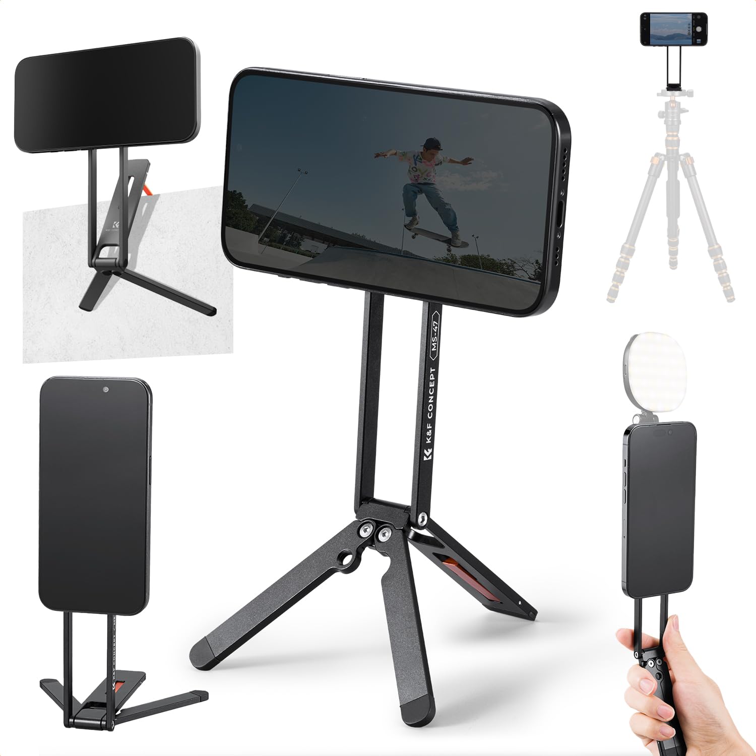 K F Concept Magnetic Phone Tripod Stand 23N Strong Magnetic Mini Tripod Aluminium Alloy Pocket Selfie Stick Mag