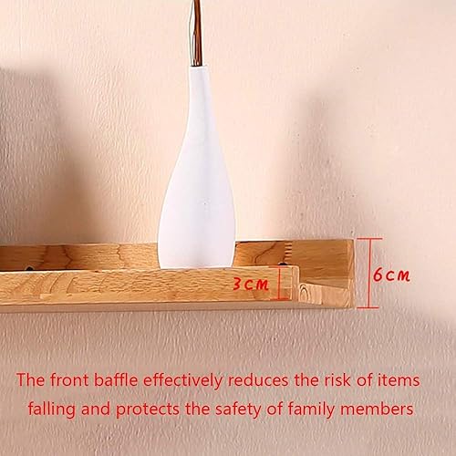 Miniatura 3 de Juego de 4 estantes flotantes de pared de madera, estantes decorativos para exhibición, estante organizador para inodoro, balcón, cocina