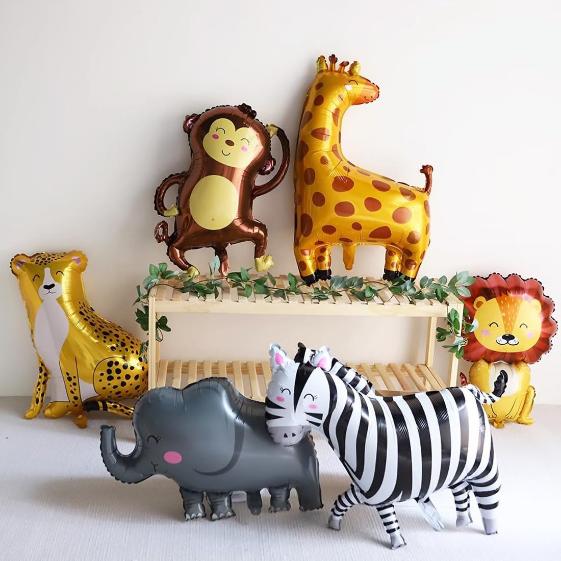 Jungle-decoratie voor de 2e verjaardag, luchtballon, folieballon, bosdieren, safari, verjaardagsdecoratie voor meisjes en jongens