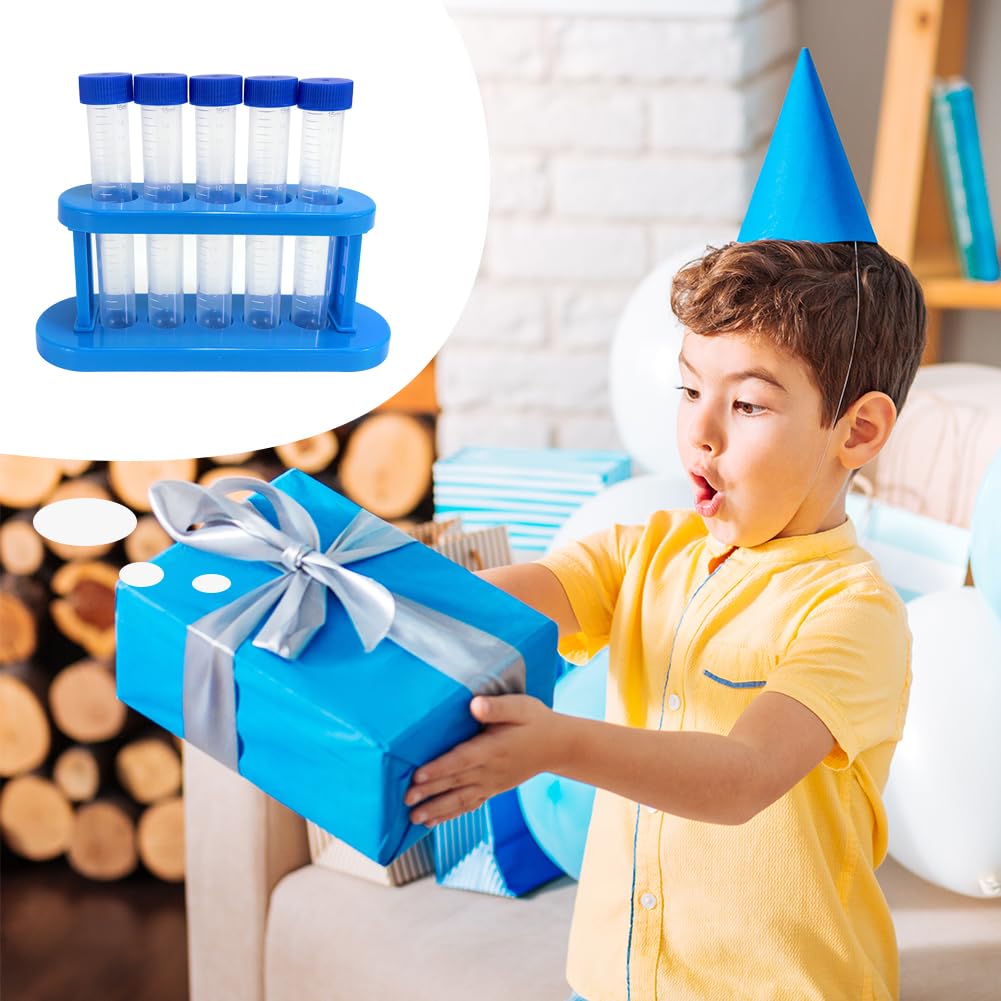 Set De 5 Tubos De Ensayo De Plástico Con Soporte Azul Para Experimentos Caseros - Juguete Educativo Para Niños