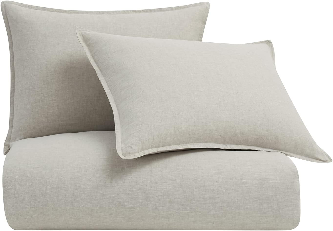 HiEnd Accents Linen Duvet Cover Set 100% French Flax Linen Duvet Covers Queen Size, Natural Solid Color Breathable Durable Cooling Linen Bedding Set with 1 Linen Comforter Cover and 2 Shams