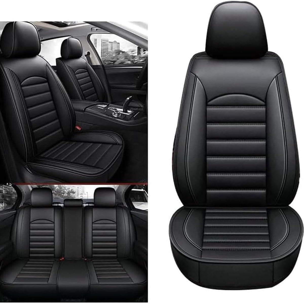 Genérico Fundas Asientos Coche para Honda CRV 2001-2006, Fundas para Asientos de Coche de Cuero Conjunto Completo, Compatible con Airbags, Diseño Envolvente Completo, Respaldo Trasero Partido