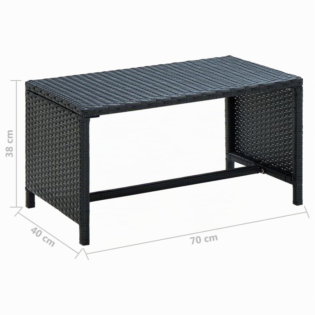 vidaXL Table Basse Noir 70x40x38 cm Résine tressée