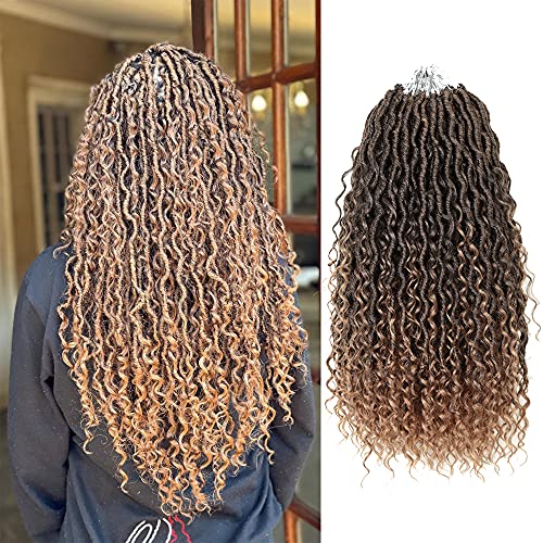 GoldenBeauty 22 Inch River Locs Crochet Hair,5packs Goddess Locs Crochet Hair, Fauxs Locs Wavy Crochet With Curly Hair In Middle And Ends (22 Inch (Pack of 5), T27)