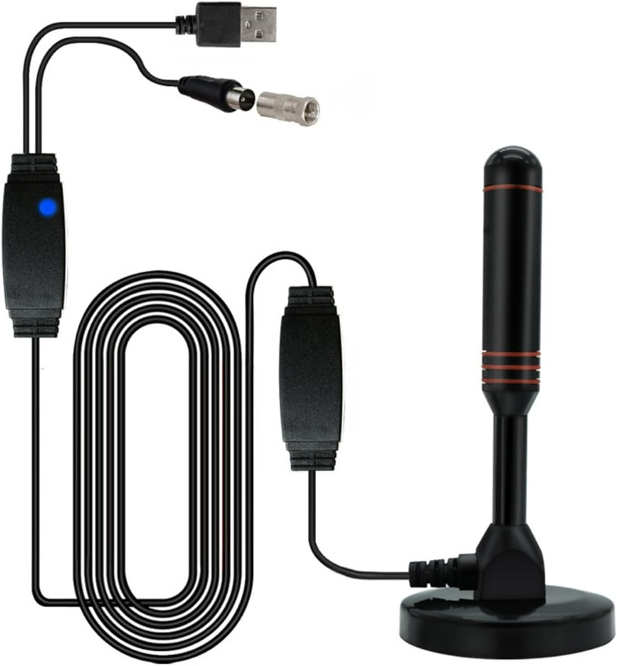 Antenne Intérieure DVB-T2 Avec Ampli 30dBi, Câble 5m - Pour TV HD, Réception Numérique Parfaite