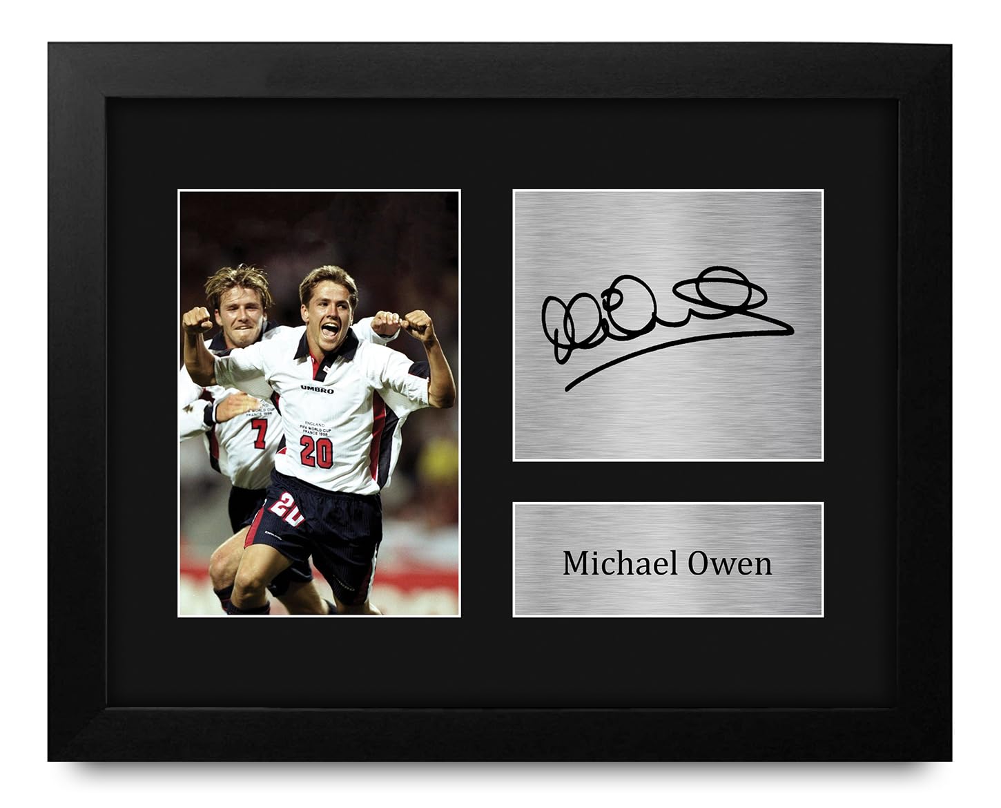 HWC Trading Michael Owen England Framed Gifts Printed Signed Autograph Picture for Football Fans and Supporters - US Letter Size