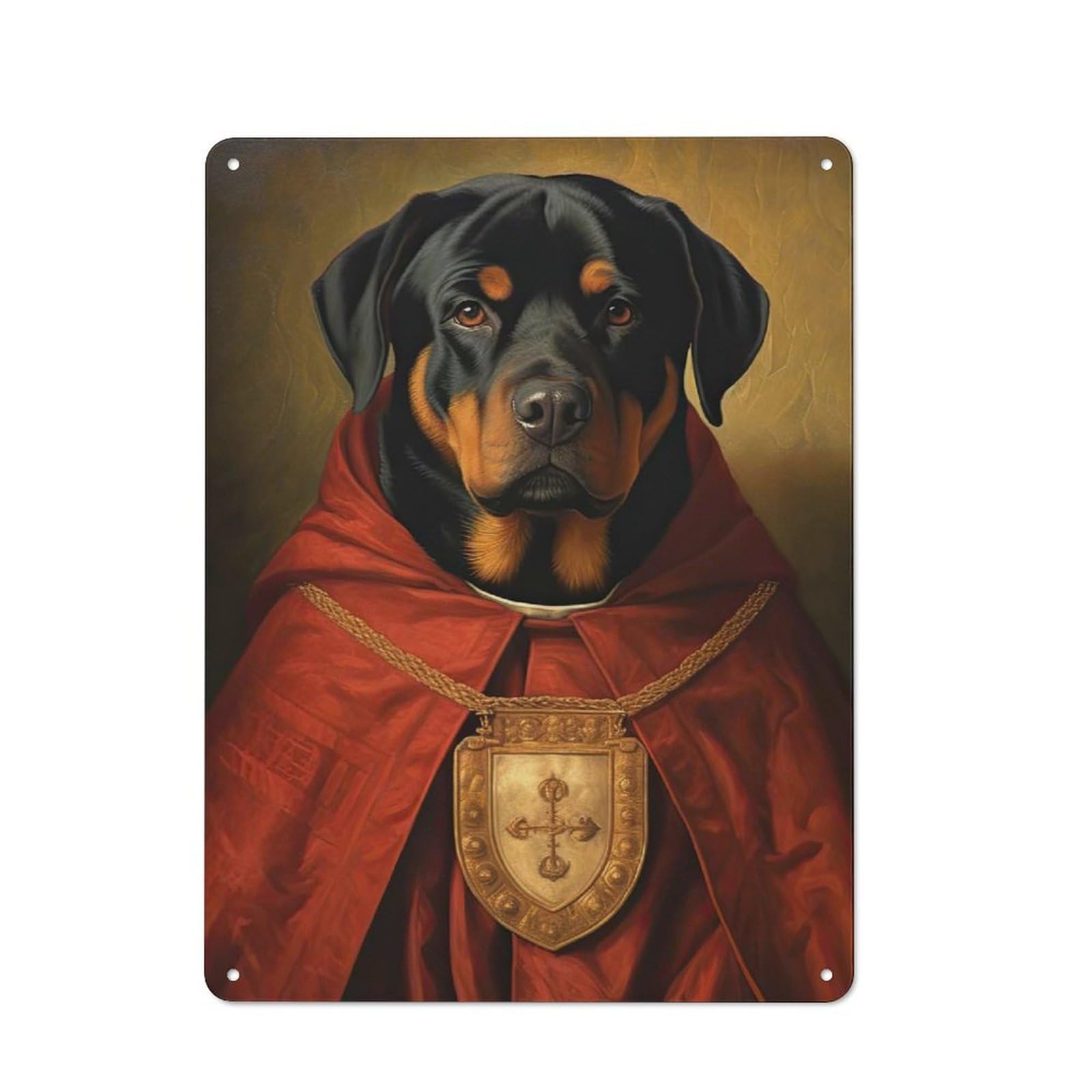Junmoney Style-7 Garden Style Tin Sign 40X30cm Featuring Rottweiler The Pope, Shed Wall Decor For Patio Bar, Workshop, Shed Or Kitchen
