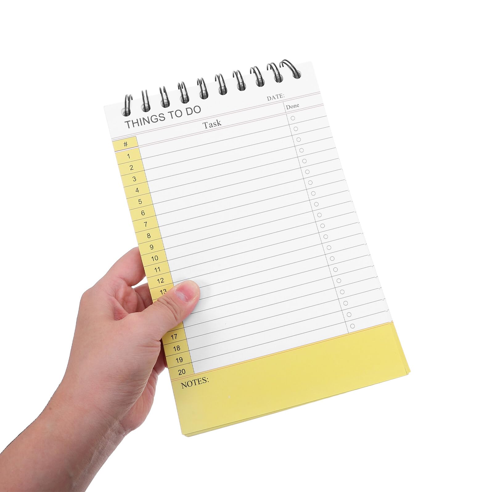 Spiralnotizblock Gelb 2 Stück-pack mit Spiralbindung und 360° Rotation | Abreißplaner mit Integrierter To Do Liste, 21x14cm, Papier und Metall, Einschulung Feier