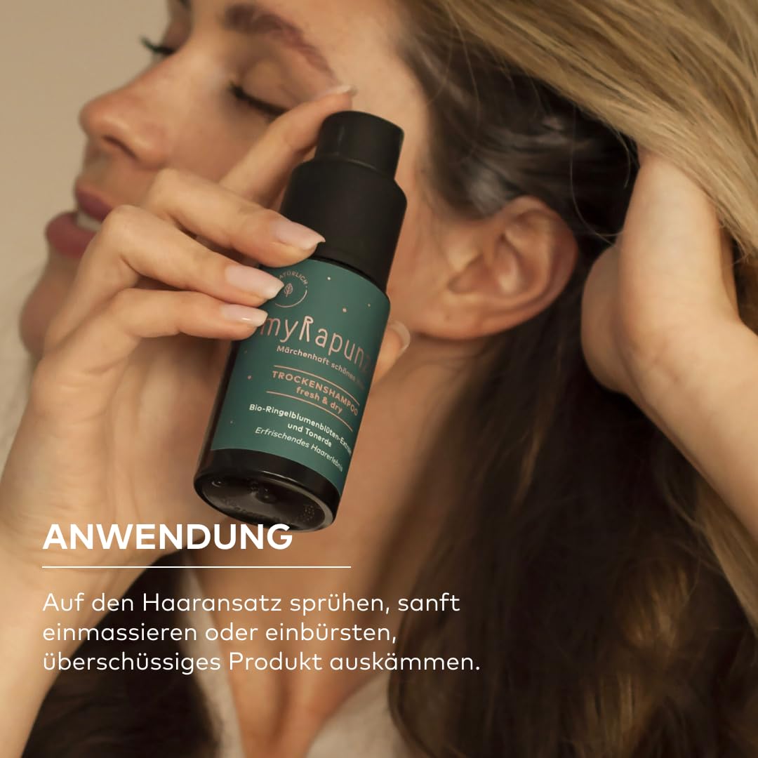 Trockenshampoo – Natürliche Trockenwäsche für fettigen Haaransatz – sofort frisches Haar & Volumen ohne Rückstände – mit Bio-Ringelblume & Tonerde – 100% natürliche Inhaltsstoffe – 20 g