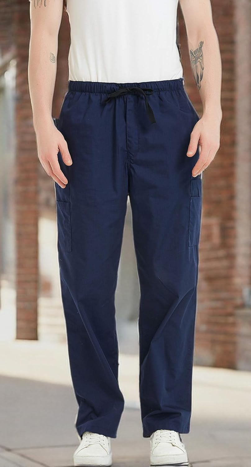 VOGRYE Scrub Pants for Men - Pants with 7 Pockets Waistband, Anti-Wrinkle Scrubs for Men - Image 8