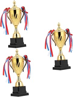 INOOMP 3pcs Plastic Trophy Football Toys Football Gifts Trophies Reward Trophies Kids Gold Award Trophy Match Reward Trophy Prize Trophy Kindergarten Sports Trophy Decorate Props