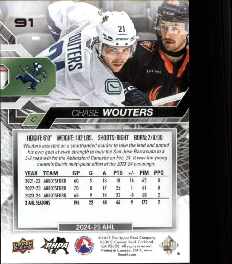 Amazon.com: 2024-25 Upper Deck AHL #91 Chase Wouters