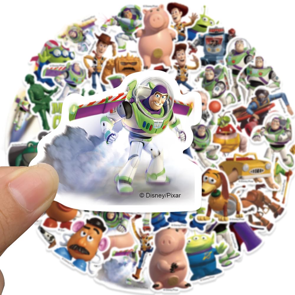 50 adesivi a tema Toy Story per bambini, carini adesivi impermeabili in vinile per bottiglia d'acqua, laptop, telefono, skateboard, bagagli, casco, decorazione fai da te, regali per ragazze e