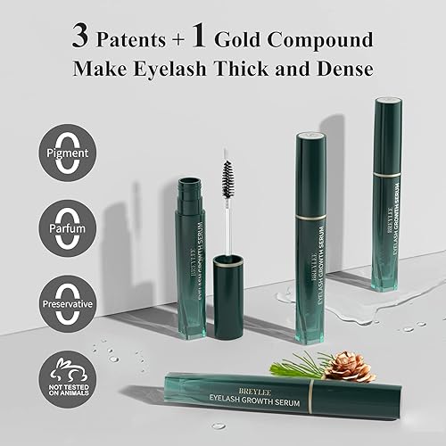 Miniatura 3 de BREYLEE - Solución de crecimiento de pestañas dorada pestañas de aspecto más completo y largo suero potenciador de pestañas para pestañas naturales