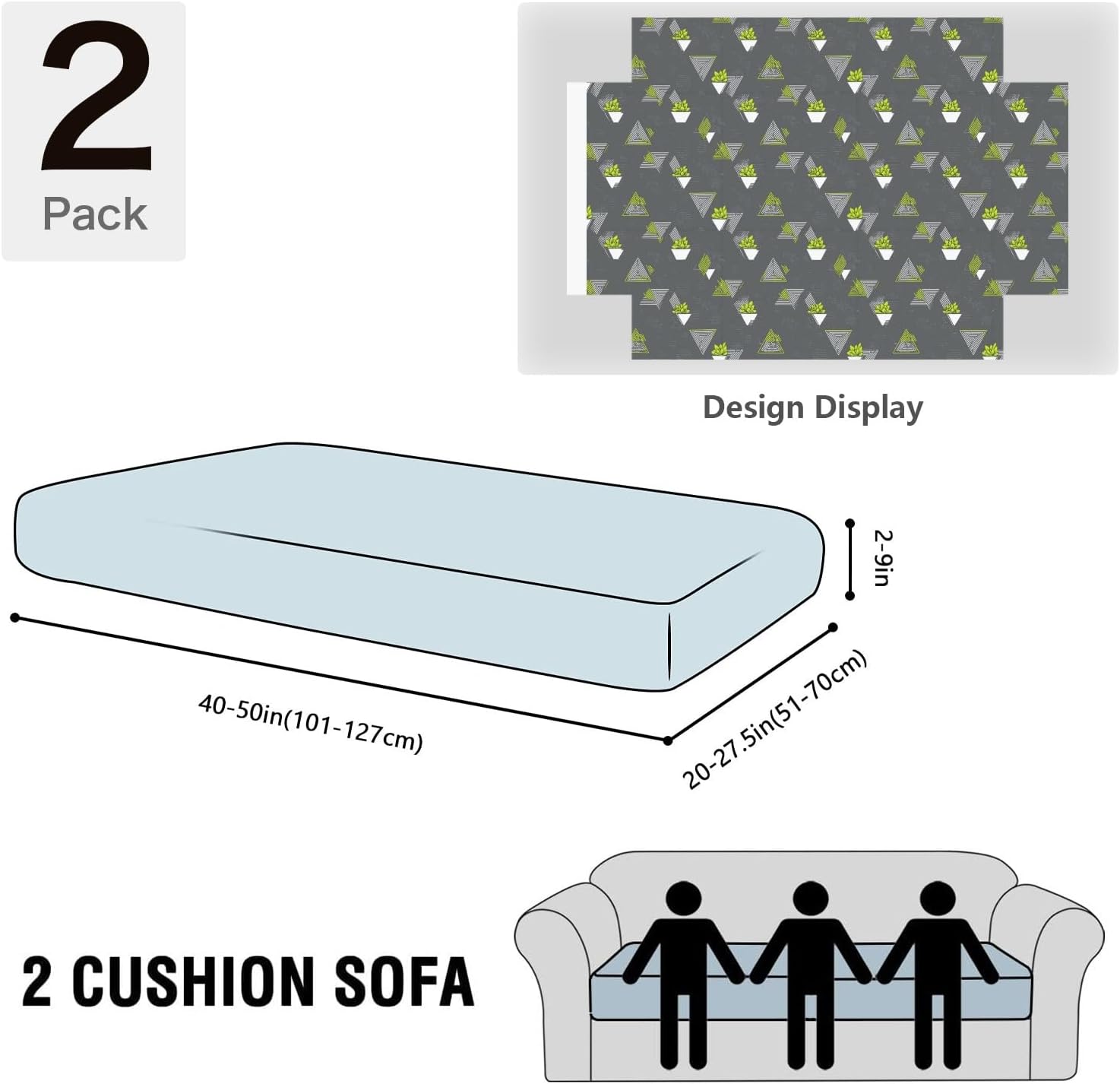 Modern Succulent Art Loveseat Covers Couch Covers for 2 Cushion Couch, 2-Piece Stretch Sofa Slipcovers Anti-Slip Washable Furniture Protectors for Dogs Pets