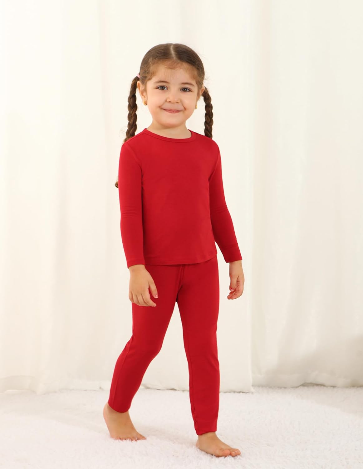 Thermal Underwear for Kids Girls Thermals Flexible Fit Top and Bottom Pajama Set Girl Long Johns Base Layer - Image 3