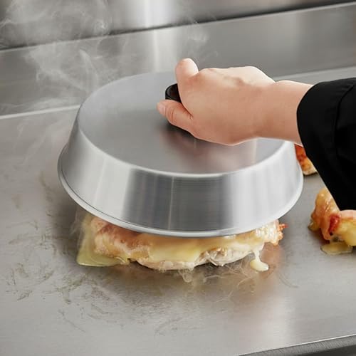 Vista 11 de Juego de 2 cubiertas de aluminio para parrilla de 7 pulgadas con perilla de plástico negro, cubierta redonda de queso de hamburguesa y cubierta