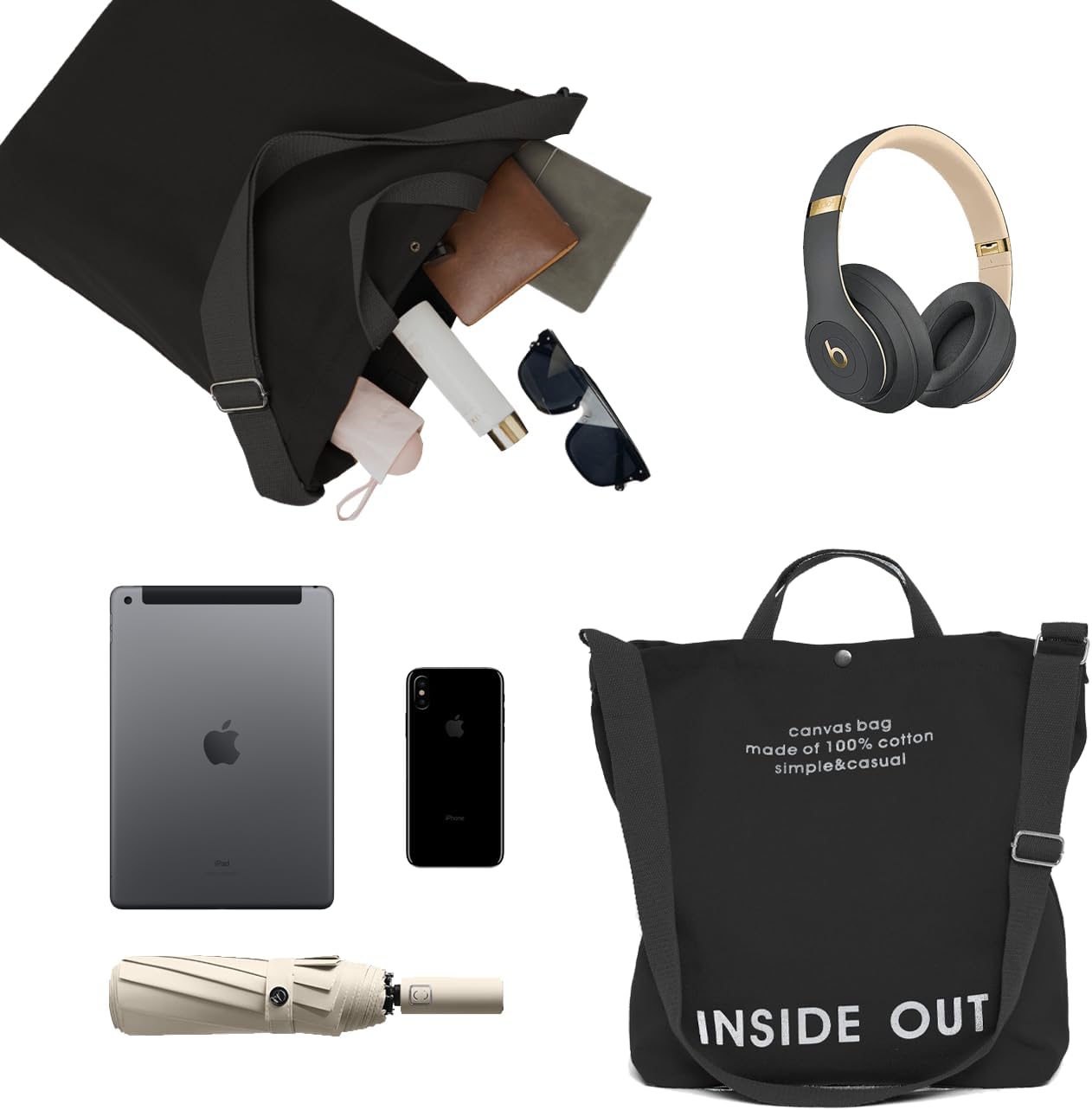 Canvas Tote Bag For Women inside out bag Crossbody Handbag with Adjustable Strap and Coin Purse for Work,Travel,Grocery - Image 5