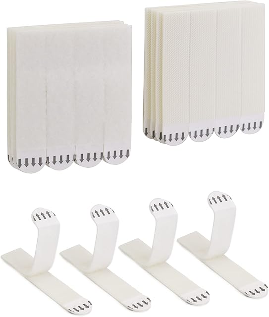 QWORK 32 Pairs (64 Strips) Large Hook and Loop Picture Hanging Strips Heavy Duty 93mm x 19mm Adhesive Tape Damage Free Removable Mounting Strip for Frame Hanging