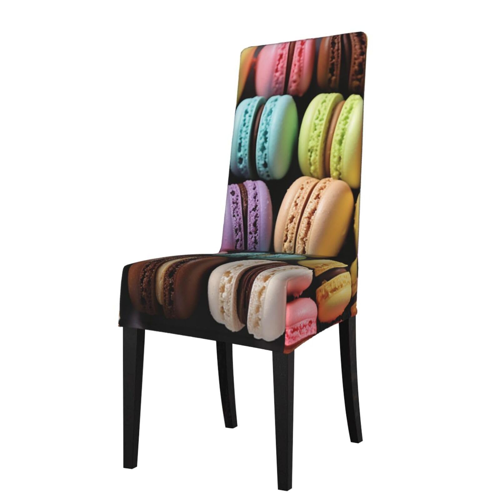 FodPand Stretch Chair Covers for Dining Room, Macaron Biscuit Flavored Pastries Chair Seat Covers Washable Detachable Chair Slipcover Chair Protectors Covers for Kitchen,Wedding,Party