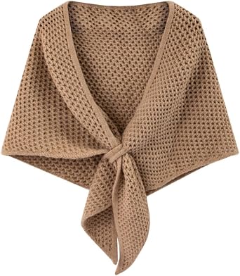 Pocadri Womens Knitted Shawl Wraps Warm Triangle Knotted Open Poncho Cape Casual Sweater Shoulder Top Fall Winter