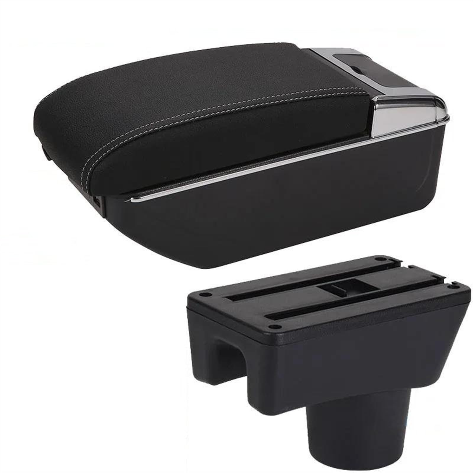NOHEEU Car Armrest Box Retrofit Parts Accessorie Storage For Attrage For Mirage(B3 Black white 7USB)