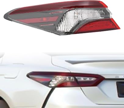 PIAOYUE- For 2021 2022 2023 Toyota Camry LE SE Replacement Outer Tail Light LED Rear Lamp Left Driver Side Red&Black Housing Clear Lens