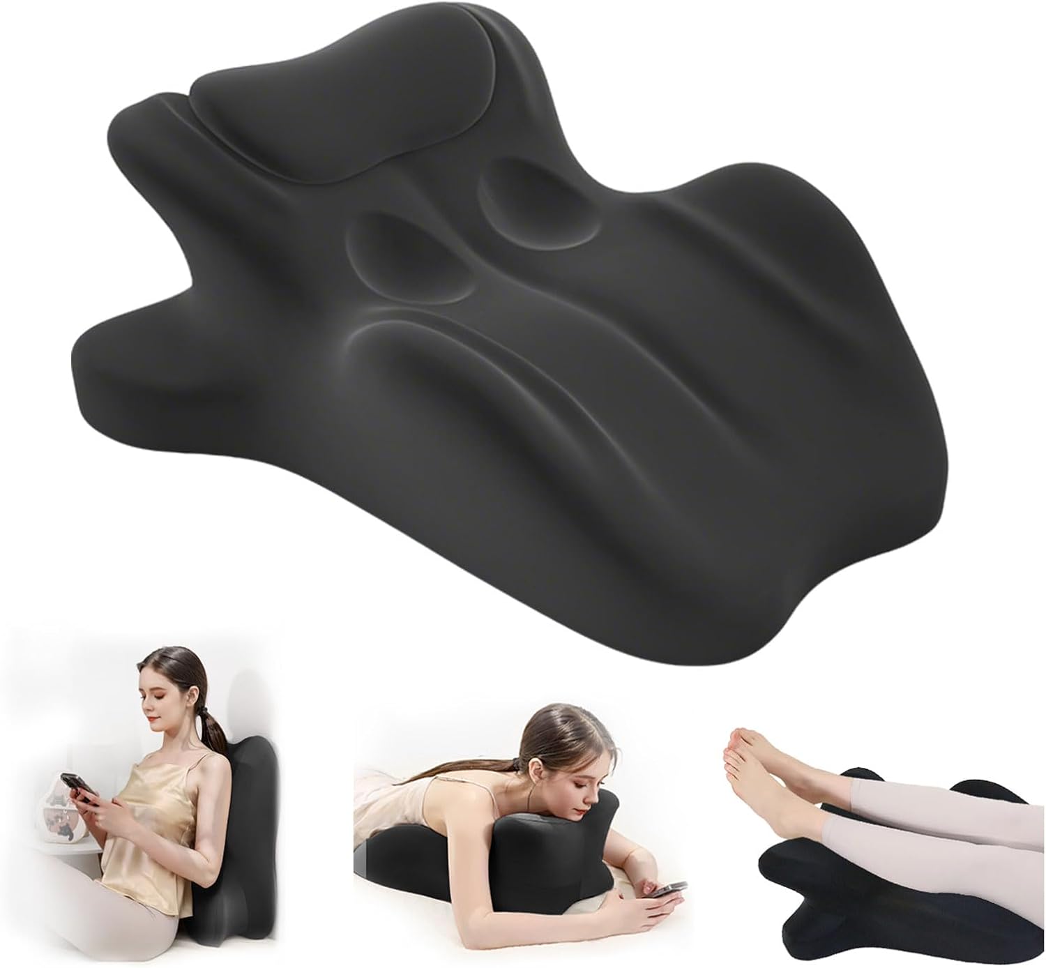 Multi-Functional Support Pillow, Reading Wedge Pillow for Bed, Knee Support Leg Elevation, Ergonomic Foam Wedge for Acid Reflux, Back Pain Relief & Couples Sleeping,Pink