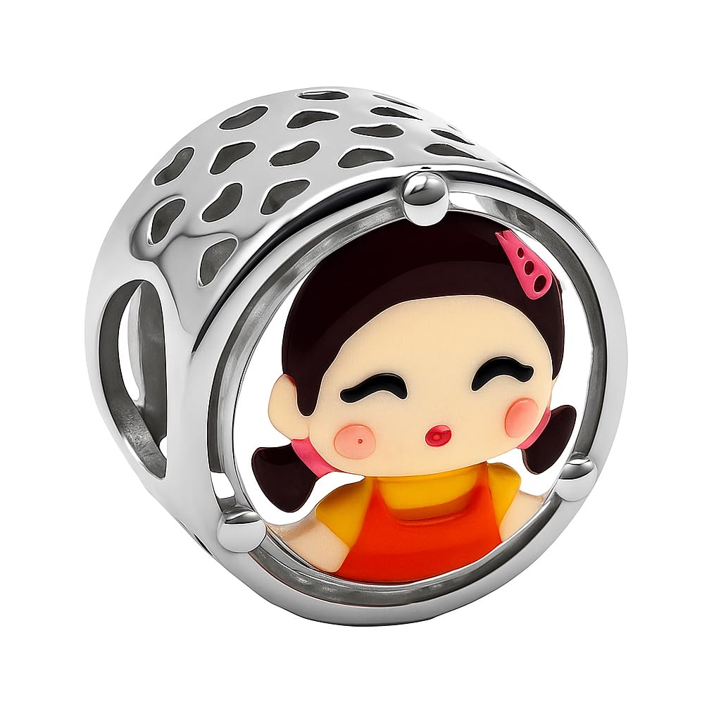 Charm Squid Game Bambola Youngh-Hee Un Due Tre Stella serie Tv telefilm koreano Calamaro pendente in argento 925 - Les Folies per Pandora