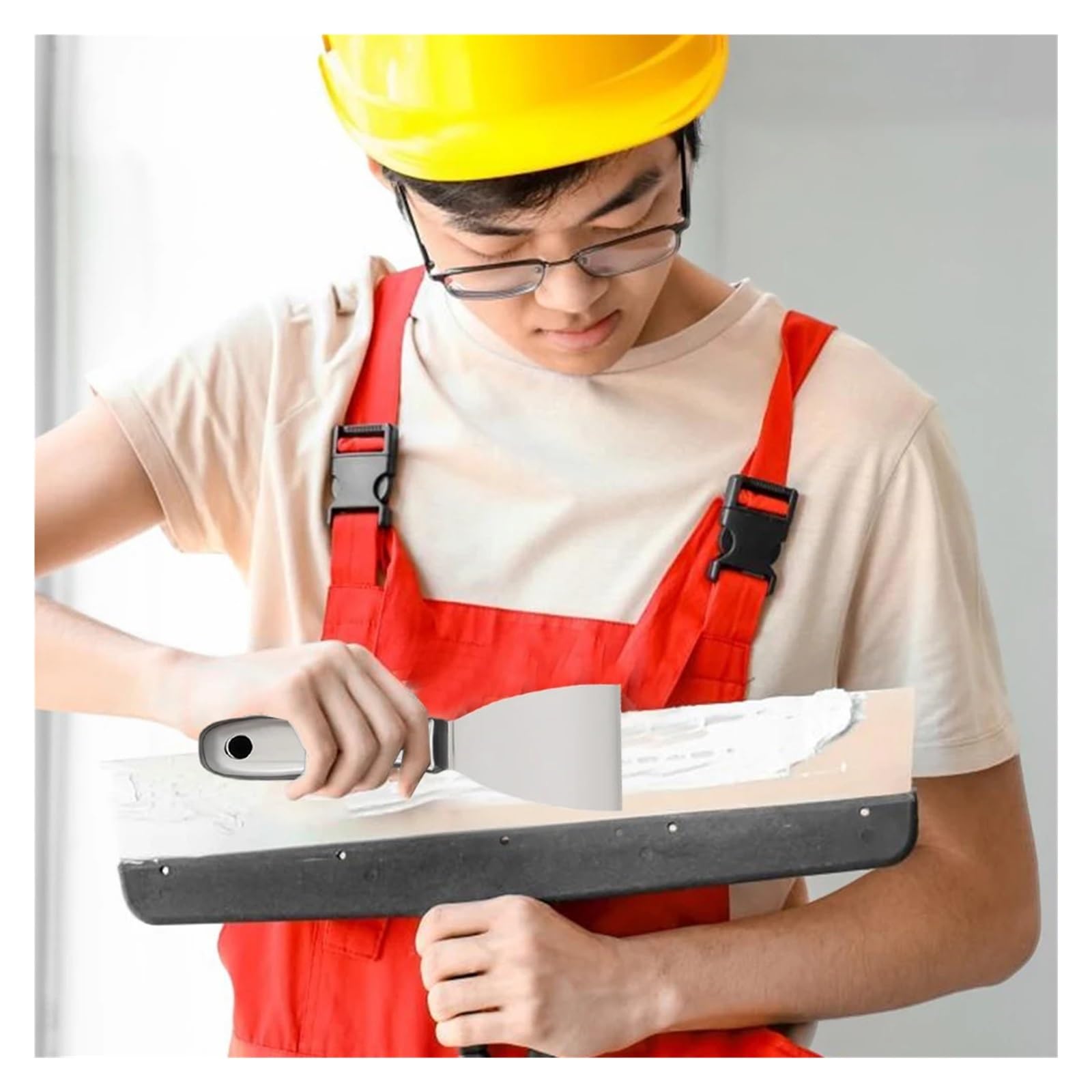 Spatule D'outil De Grattoir De Peinture De Mastic D'acier Inoxydable Monobloc for Le Coulis De Carreaux De Céramique De Mur De Sol(8Inch)