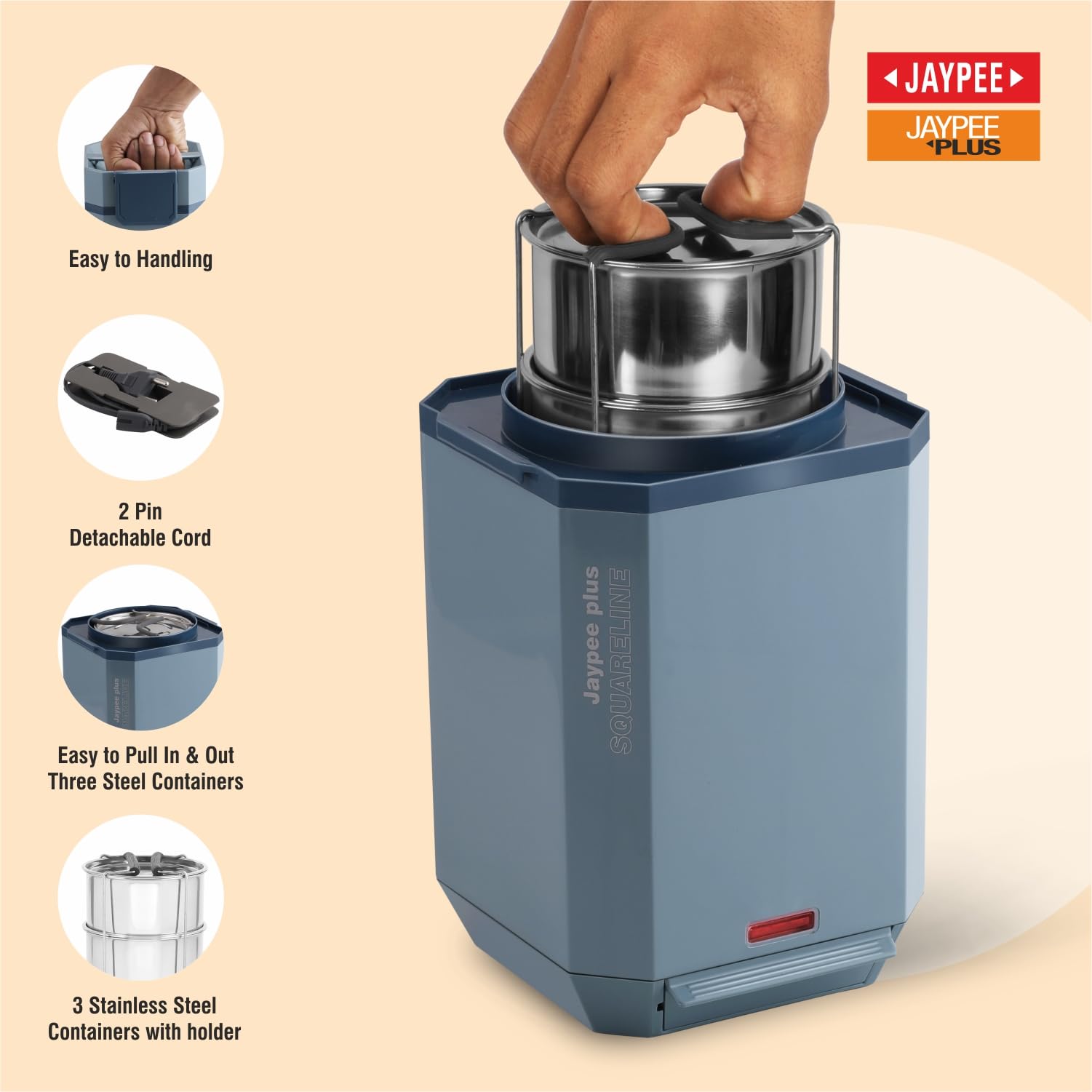 Jaypee Plus Squareline Electric Lunch Box - Keep Food Warm! -2