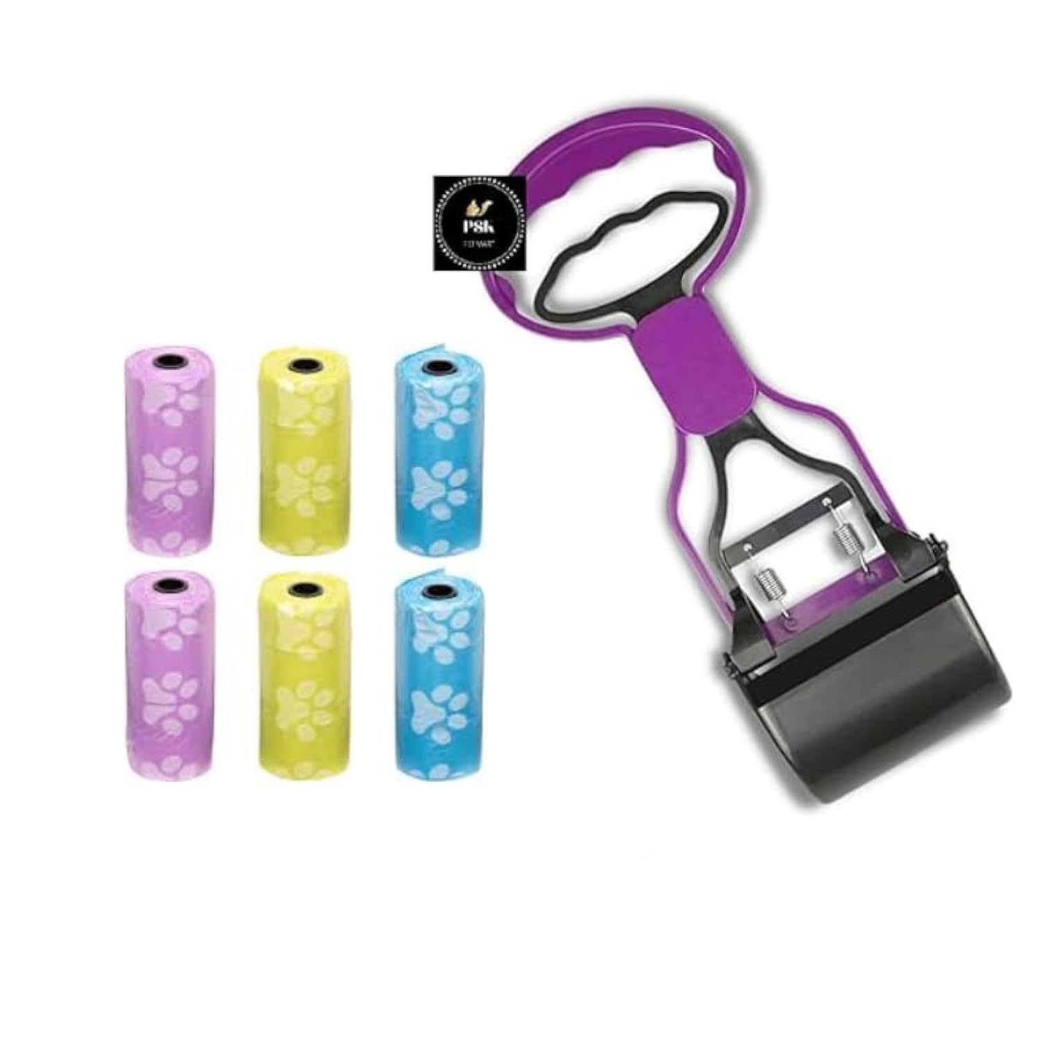 PSK PET MART 6 Roll Dog Poop Bags Leak Proof Poop Bags for Dogs Waste Bag 90 Counts &11 Inch Scooper Portable Handle Cleaning Pickup Clip Poop Scoop for Animal Waste (Color May Vary)