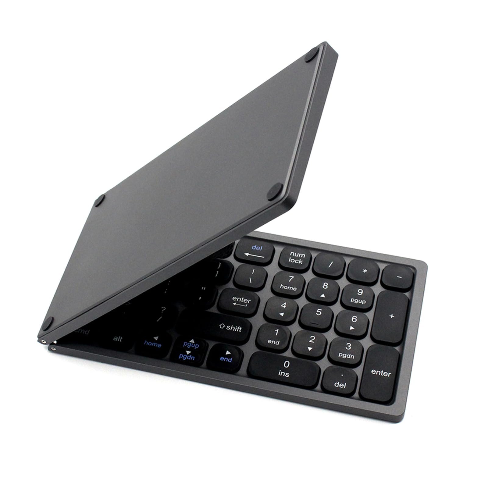 Tastiera Wireless Pieghevole, Tastiera BT con Tastierino Numerico, /iOS/, Grigia, Ultrasottile, Ricaricabile, Portatile per Viaggi in Ufficio, Tastiera Wireless