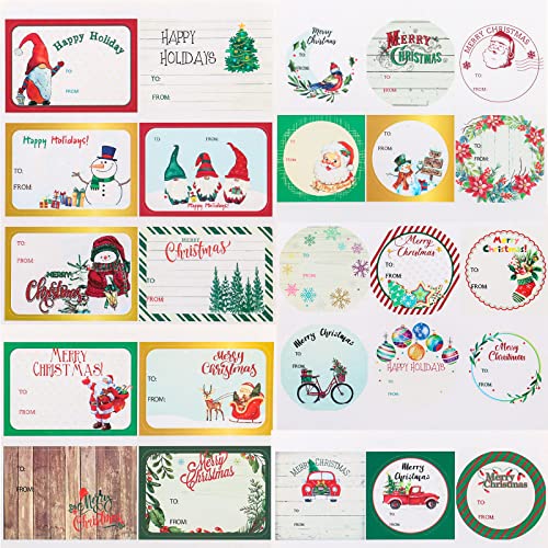 POPGIFTU Lot de 144 étiquettes autocollantes de cadeau de Noël avec 36 grands motifs différents, étiquettes décoratives de cadeaux de vacances pour boîtes, sacs, enveloppes, décoration de colis Cover