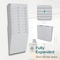 Vista 4 de Flexzion Time Card Holder Wall Mount Expandable Time Clock Rack Double Row 20 Slot Rack Card Holder for 7 x 3.46-Inch Timesheets for Attendance