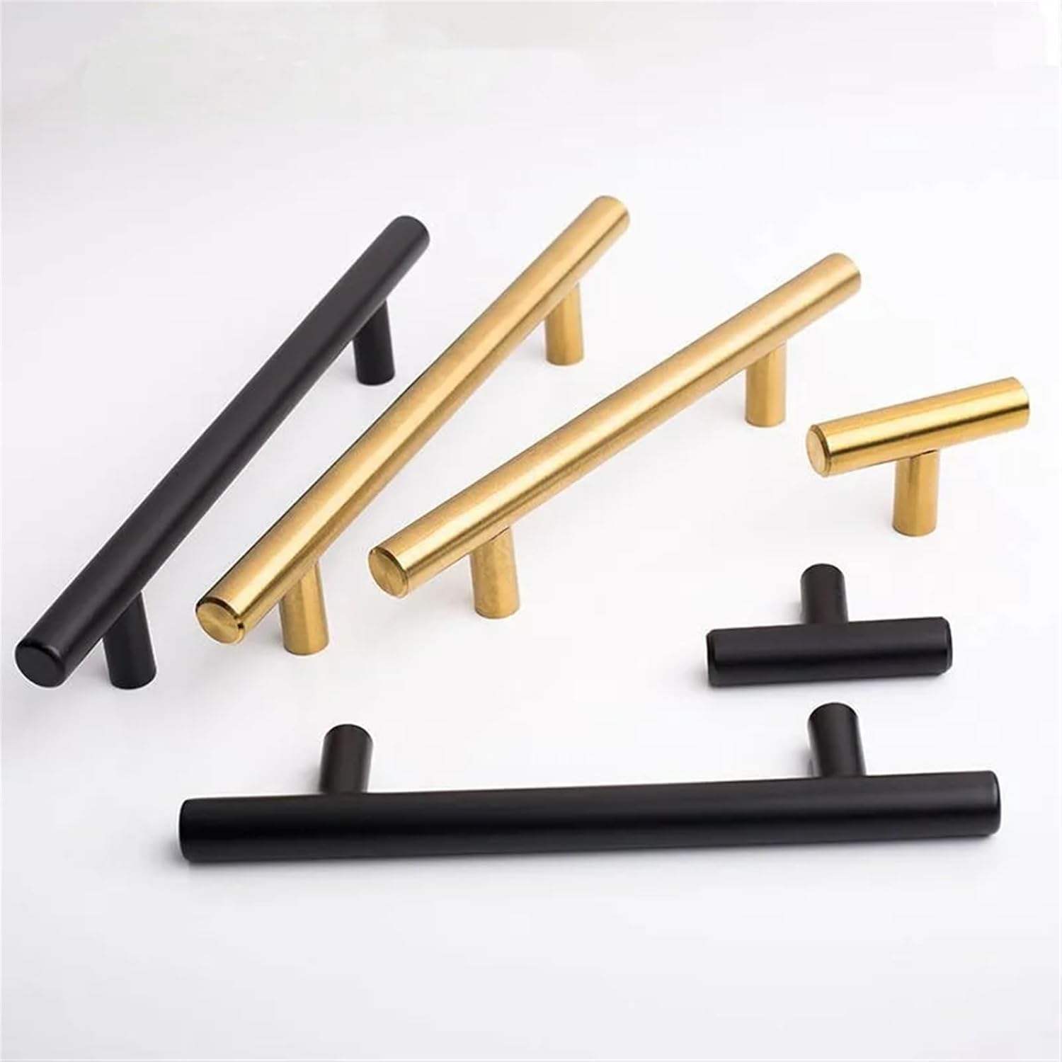 Modern Black Gold Kitchen Door T Bar Straight Handle Knobs Cabinet Pull Diameter 10mm Stainless Steel Handles Furniture Handle 1Pcs (Color : 160mm-01)