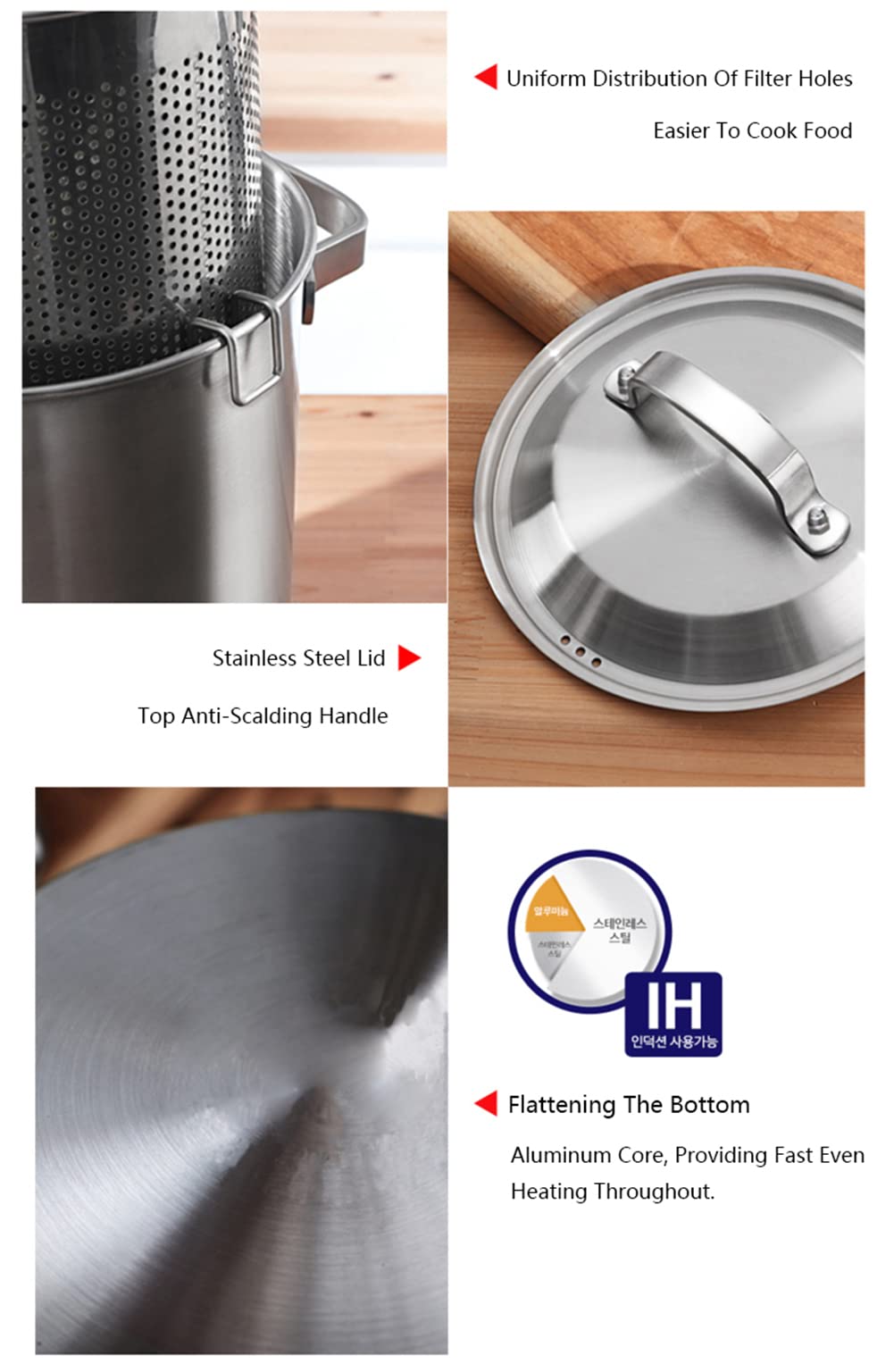 Olla de espárragos de acero inoxidable 304, olla de vapor de 4,3 L, olla para patatas fritas con cesta colador y tapa, apta para lavavajillas de inducción eléctrica de gas