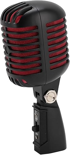 Miniatura 10 de Micrófono vocal clásico retro dinámico, micrófono cardioide profesional de rendimiento en vivo, micrófono antiguo de grabación vocal universal