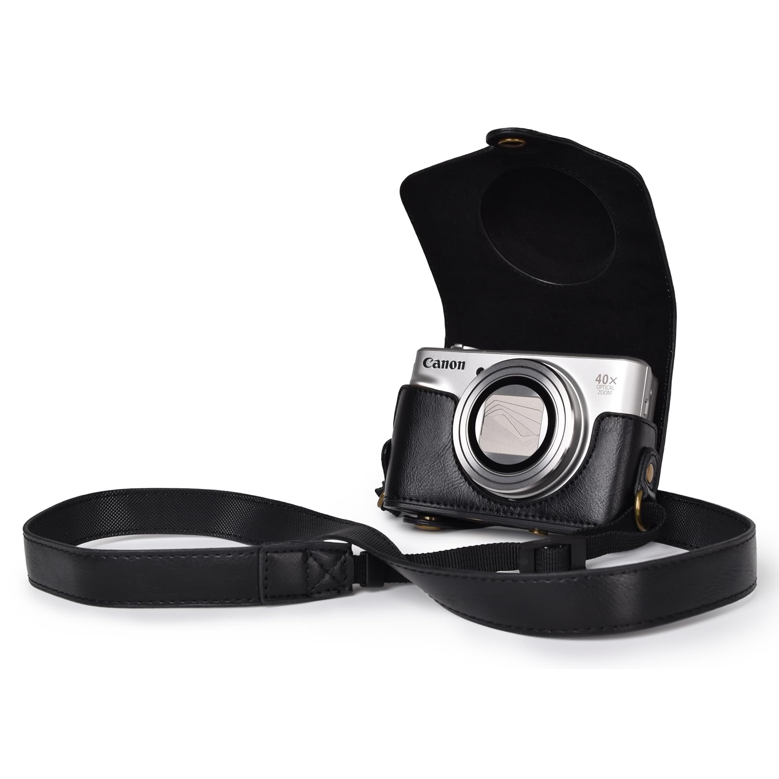 kinokoo Housse de Protection pour Canon PowerShot SX720 HS SX730 SX740 HS Appareil Photo, Étui en Cuir PU PowerShot SX720/SX730/SX740 HS Caméra avec Bandoulière Ajustable - Noir