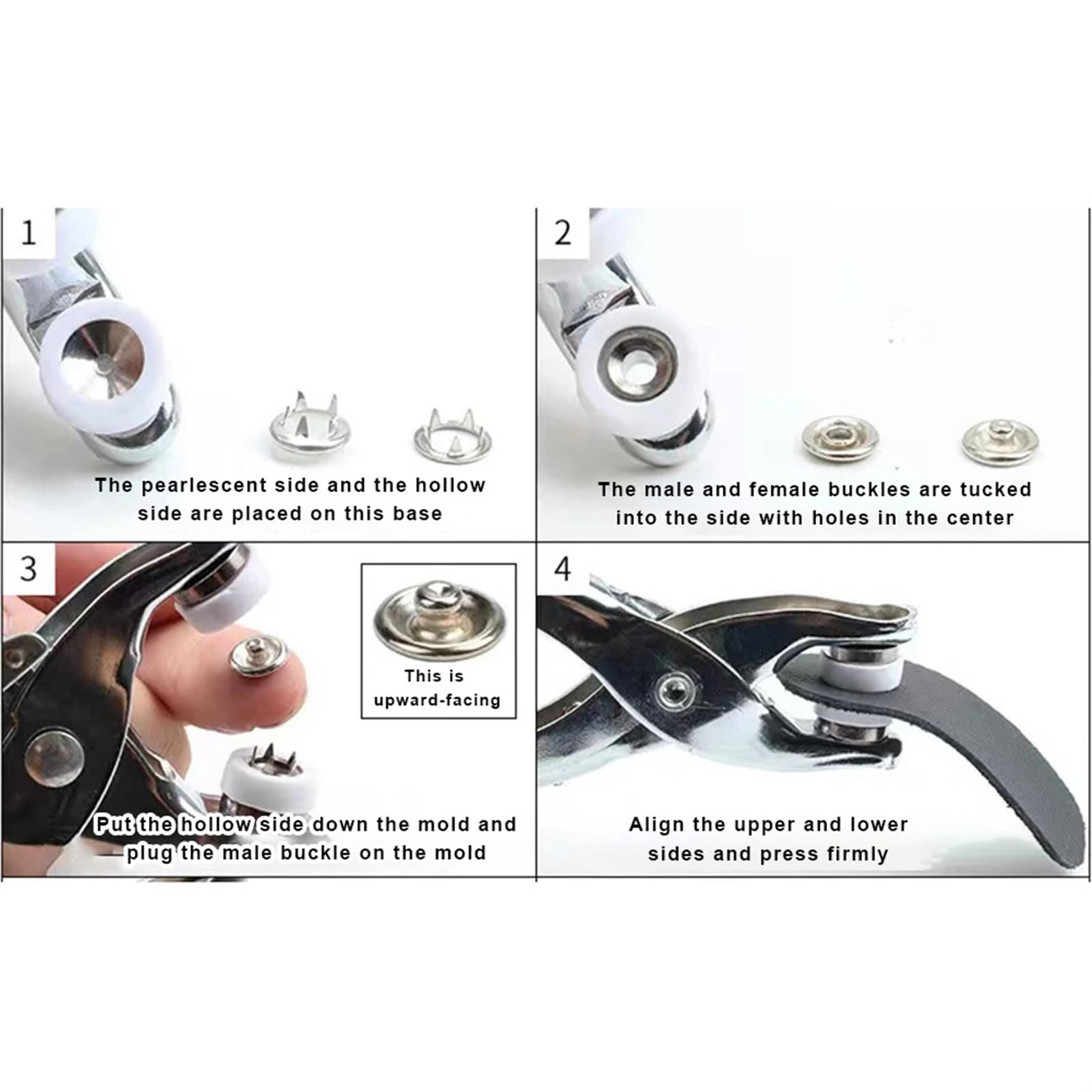Alicates Botones a presión for herramientas 100PCS Botones a presión de metal de 9,5 mm compatibles for la instalación de sujetadores de presión de costura de bolsillo Instalación de bolsa de ropa