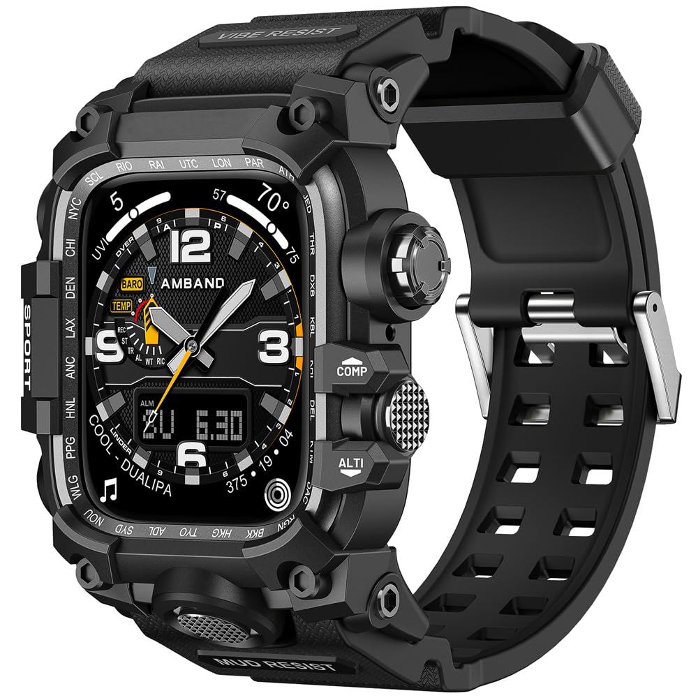SAMBODHI wasserdichte Hülle und Armband, kompatibel mit Apple Watch Serie 10, 9, 8, 7, 6, bietet robusten Schutz für Modelle der 44 mm, 45 mm, 46 mm, 49 mm
