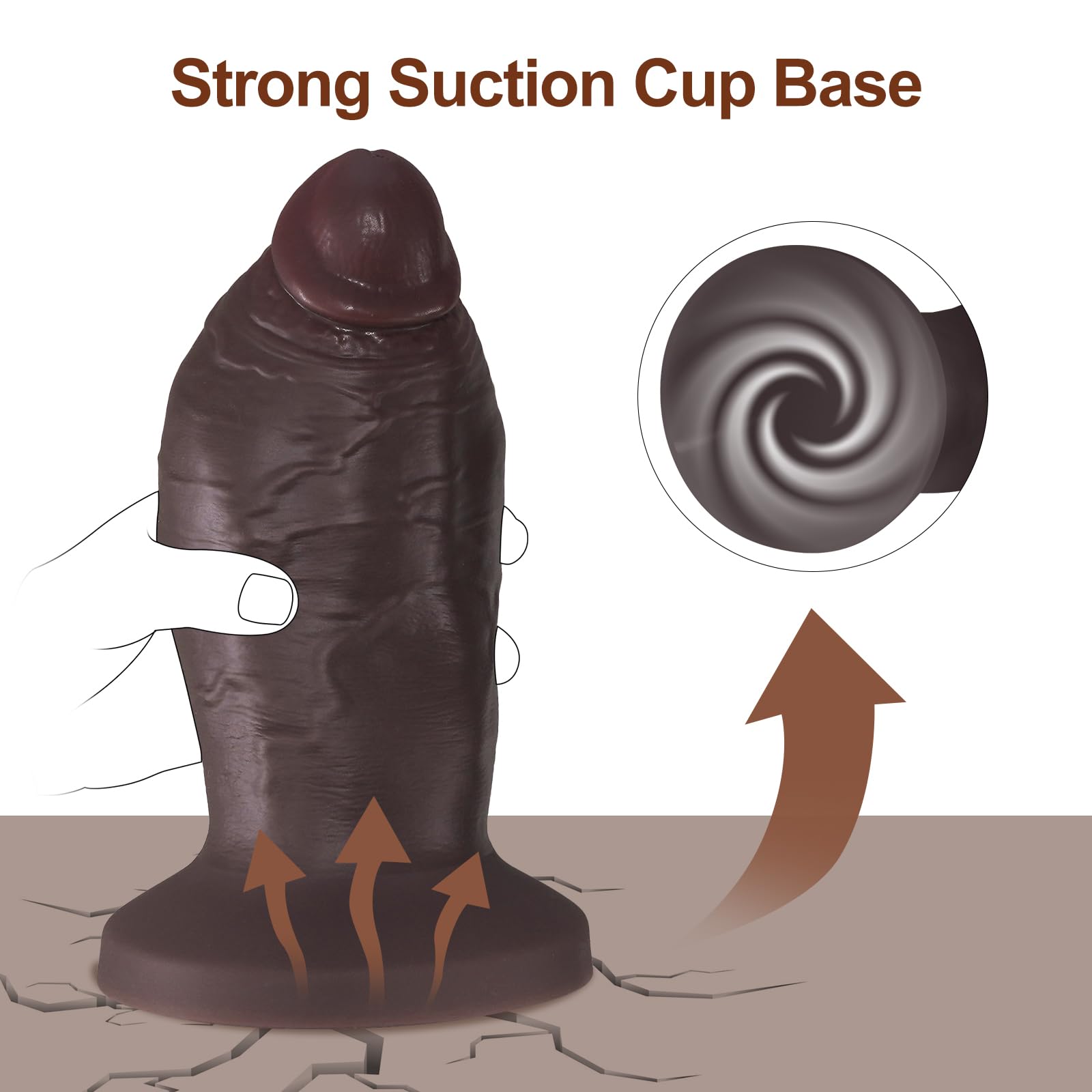 20 * 8,8 cm Dildo Realistico, Enorme Dildo in Silicone con Ventosa, Dilatatore per Punto G e Prostata, Plug Anale di Grande Diametro, Giocattolo Sessuale Per Uomini e Donne Esperti (Dark Brown)