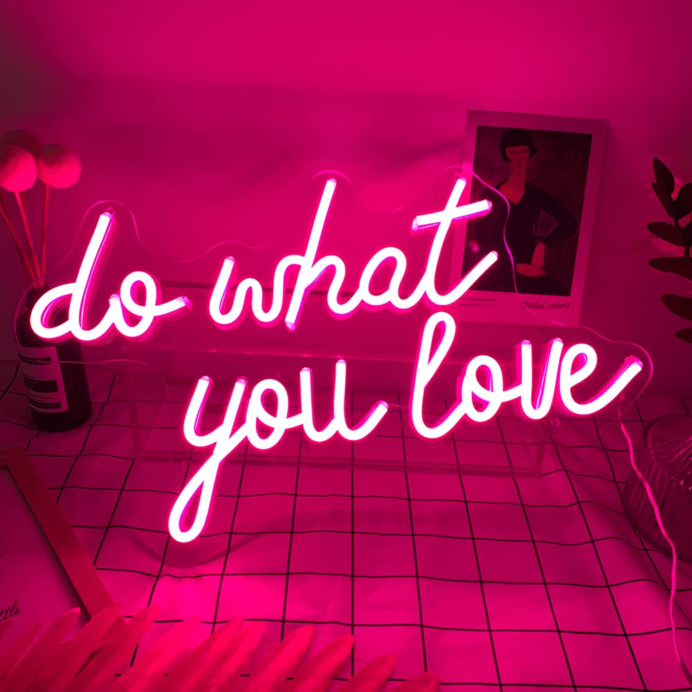 おしゃれネオンサイン「DO WHAT YOU LOVE」インテリアライト Do What You Love Neon Sign, Handmade Pink Neon Light Sign for Wall