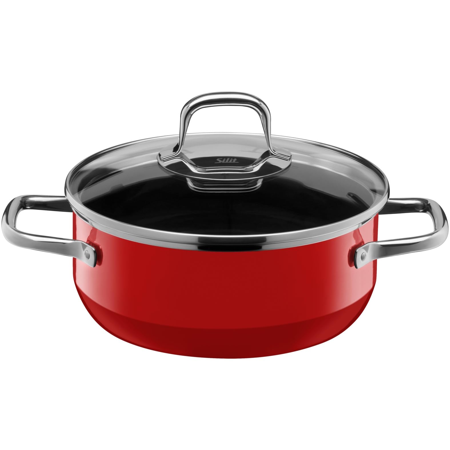 Silit Elegance Line Topfset Induktion 4-teilig, Kochtopf Set mit Glasdeckel, Silargan Funktionskeramik, Induktions Töpfe Set nickelfrei, rot