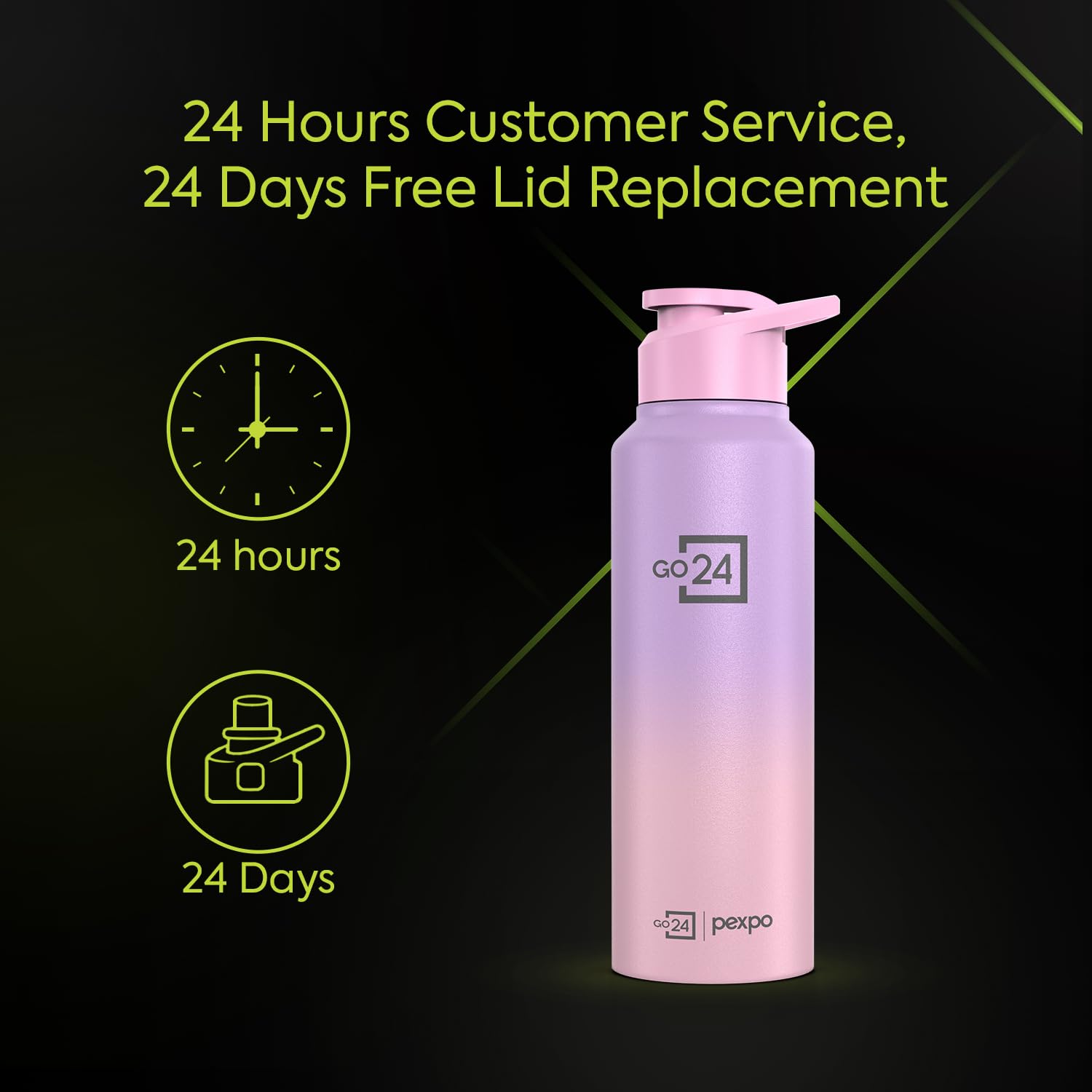 Go24 pexpo Stainless Steel Water Bottle 750ml, Fridge Bottle — Amazon image 6