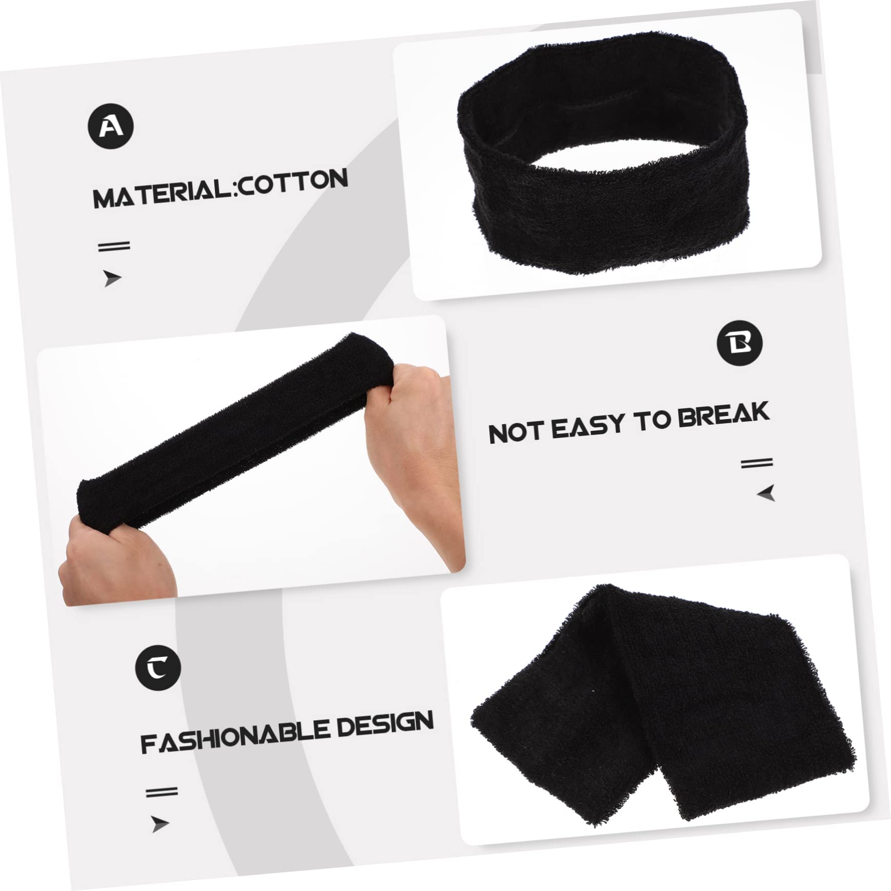 Toddmomy 25pièces Bandeaux Absorbants De Transpiration Lot de Élastiques Confortables pour Sport Yoga Et Fitness Doux Et Respirant Adaptés Aux Femmes Et Aux Filles Couleur Noire