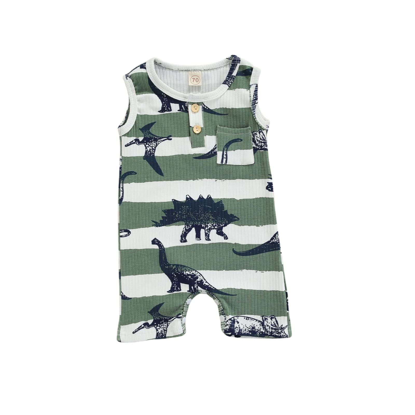 WASAIGOOD Newborn Infant Baby Boys Girls Carrot Romper Baby Ribbed Sleeveless Summer One-Piece Outfits Clothes (Dinosaur Green, 0-3 Months)