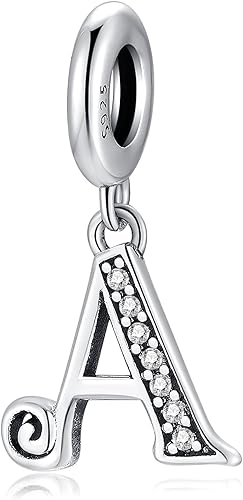 BETTY&SARAH Dijes de plata de ley 925 con letras para pulseras y collares, dije con inicial del alfabeto, regalo de joyería para mujer